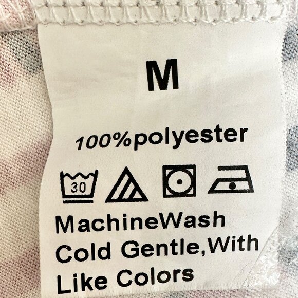 Womens Top Size M Pink Black White Geometric Print V-Neck Short Sleeve Polyester - Picture 4 of 9